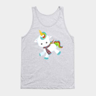 Christmas Unicorn, Cute Unicorn, New Year, Scarf Tank Top